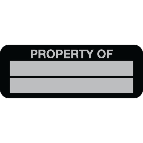 Lustre-Cal Property ID Label PROPERTY OF 5 Alum Black 2in x 0.75in 2 Blank No Pads, 100PK 253740Ma2K0000 - main